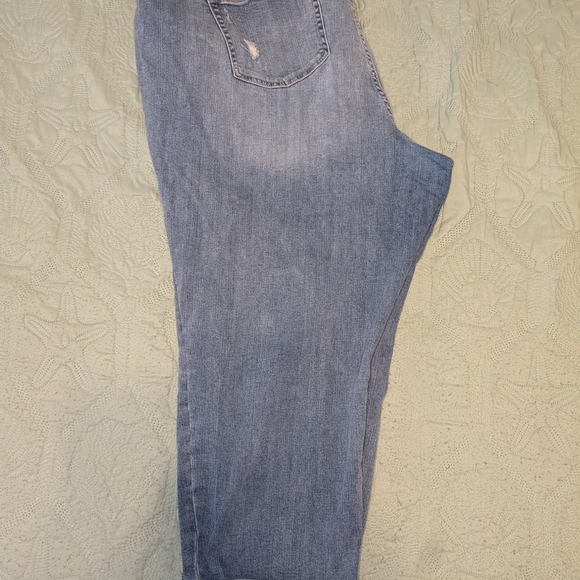 Torrid Medium Blue Ripped Boyfriend Jeans With Lace Detail - Picture 4 of 5